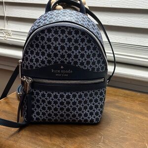 Kate Spade Navy and White Geometric Backpack